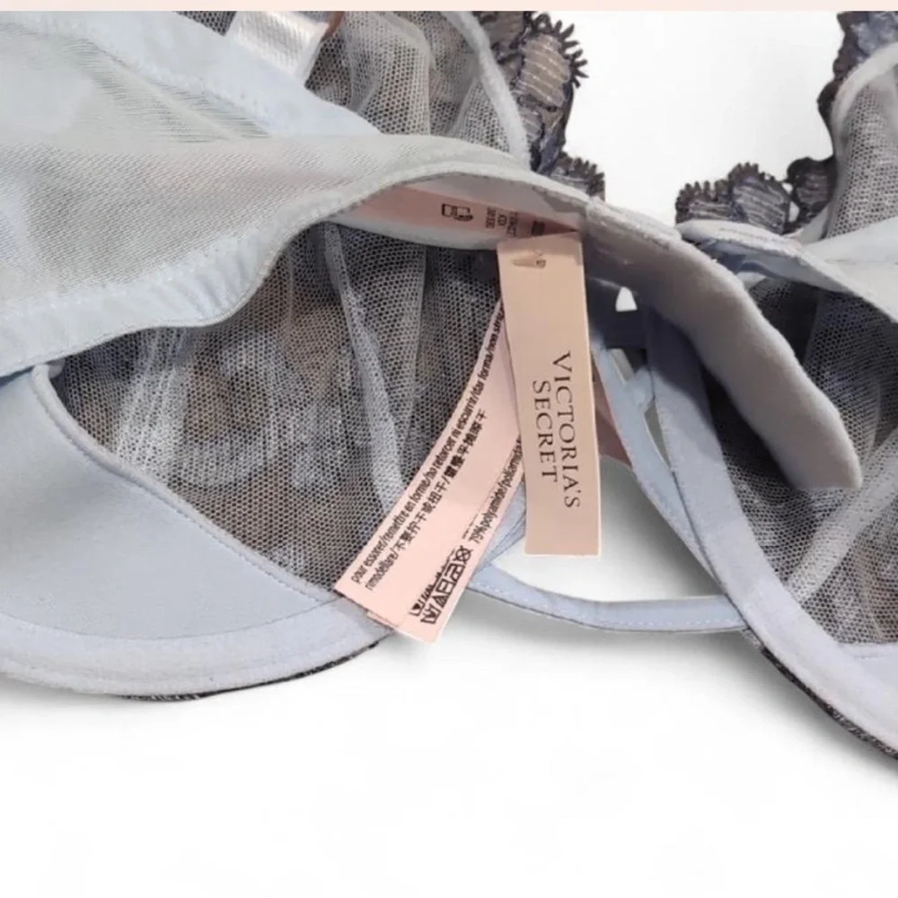 NWT Victoria’s Secret Dream Angels Boho Floral Lace Bra 38DDD Blue